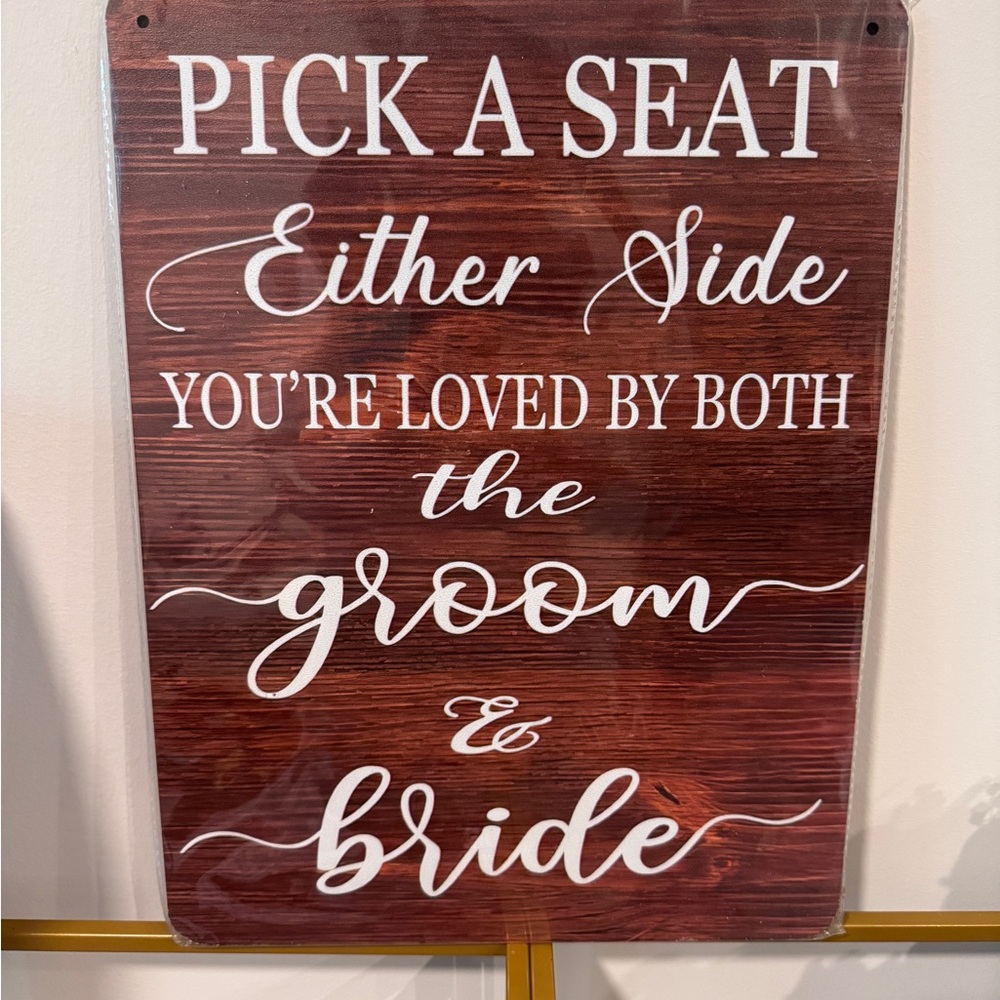 Wooden Wedding Sign with White Text New